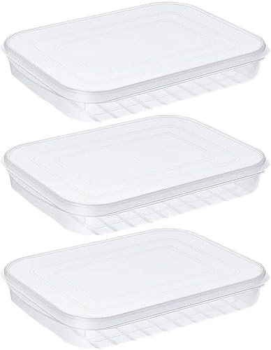 Kichvoe 3 recipientes fríos transparentes para refrigerador, caja de almacenamiento de alimentos reutilizable para tocino, camarones, pescado y