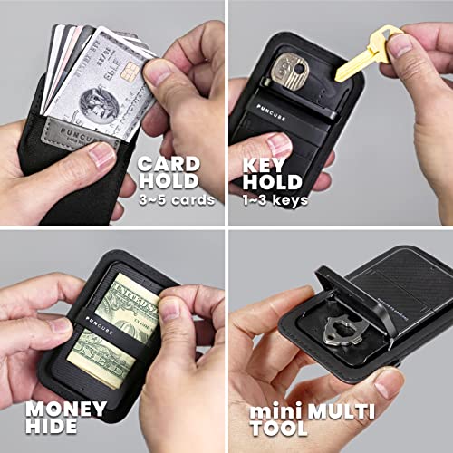 PUNCUBE Men’s Card Holder Wallet,Slim Minimalist Wallet With Key Holder and Phone Stand, Key Wallet, Rfid Blocking Wallet4
