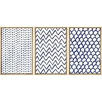 SIGNWIN Framed Canvas Print Wall Art Blue Brush Strokes Decorative Patterns Illustrations Abstract Contemporary Portrait Colorful for Living Room, Bedroom, Office - 16