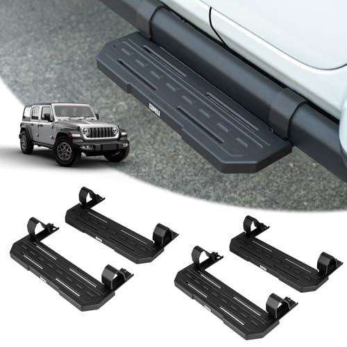 OMU 4Pcs Running Boards Side Steps Compatible with 2018 2019 2020 2021 2022 2023 2024 Jeep Wrangler JL Rubicon & Willys 4 Doors OEM Rock Rail (Note: Not Fit Sahara and High Altitude Models)