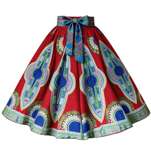 Jupe longue traditionnelle à bretelles réglables, jupe longue avec poches profondes, motif floral...