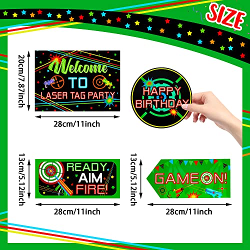 Image of Gueevin 20 Pcs Party Supplies Decorations Home Sign Cutouts for Party Decorations Supplies(Laser Tag)
