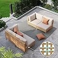 Grand patio 4-Piece Wicker Patio Furniture Set, Boho Outdoor Sectional Sofa with Water Resistant Thick Cushions (Coffee Table Not Included), Beige