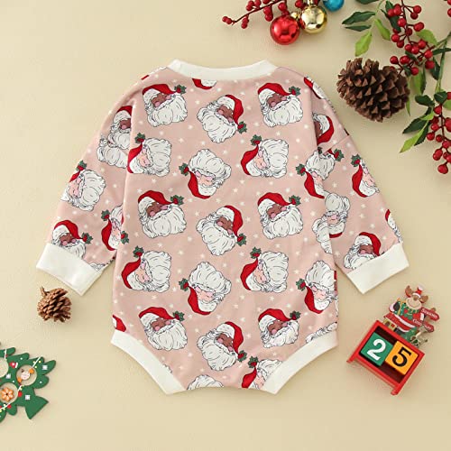 Pulôver de manga comprida com estampa de Papai Noel para meninos e meninas de Natal para recém-nasci