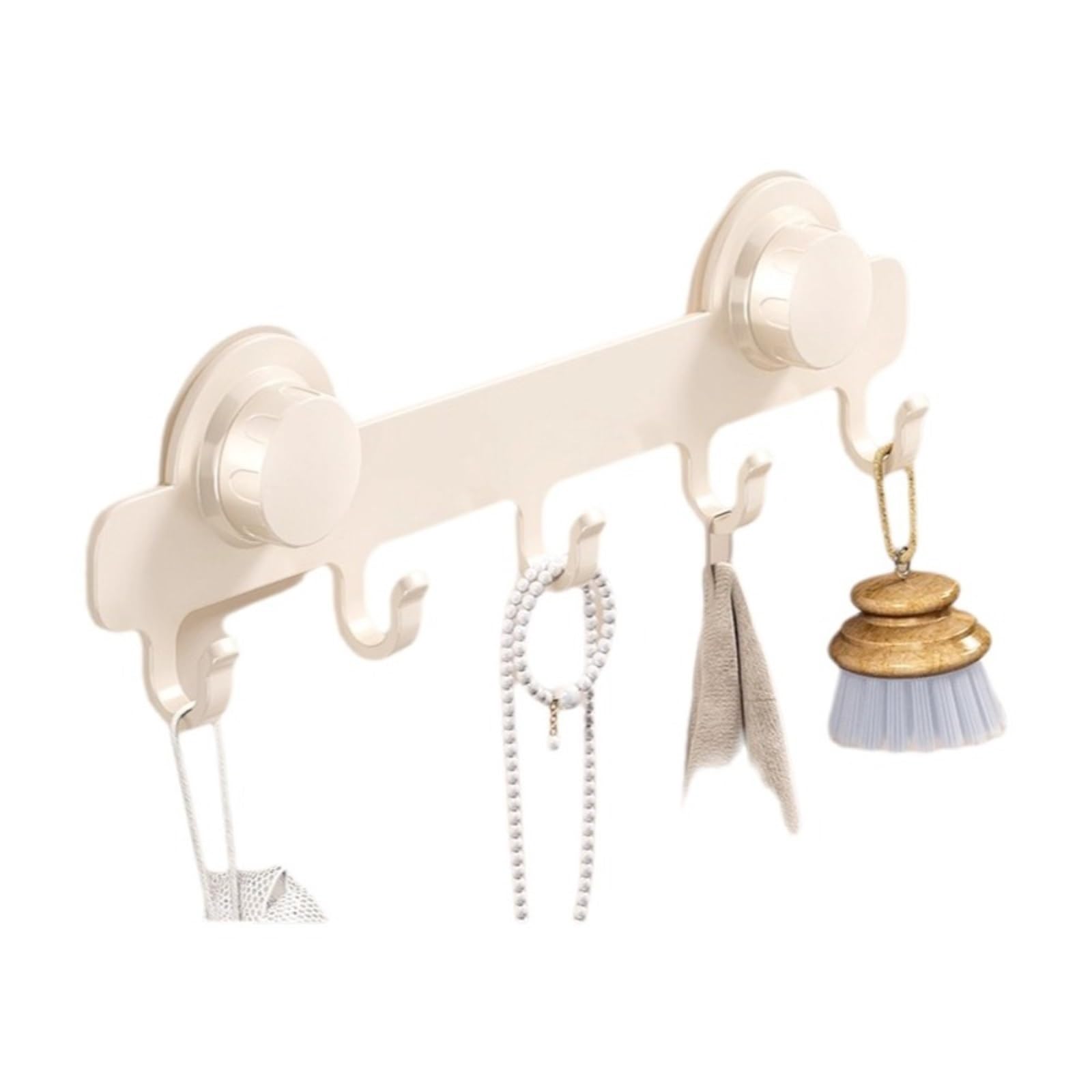 Ryqzhhy White 5 Hook Coat Hooks Suction Wall Hook Rack Waterproof Household Storage Hanger(White 5 Hook)