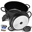 TLESS® 2in1 Aluguss Bräter mit Deckel backofengeeignet | Schmorpfanne & Schmortopf oder als Bratentopf für Induktion | sehr leicht & widerstandsfähig | Ø 28 cm 6 Liter schwarz