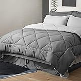 Bedsure Twin XL Bed in A Bag - 6 Pieces Reversible Twin XL Bedding Sets, Bed Sets Comforters, Sheets, Pillowcases & Shams, Grey XL Twin Bedding Comforter Sets for College
