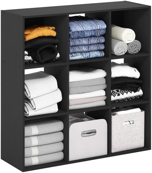 9-Cube Storage Organizer Shelf, Multipurpose Closet Organizer, Americano