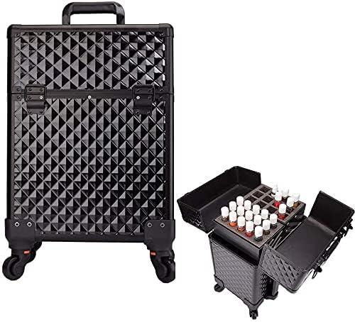 Image of Adson Professional Beauty Makeup Cosmetic Aluminium Vanity Trolley (Black)