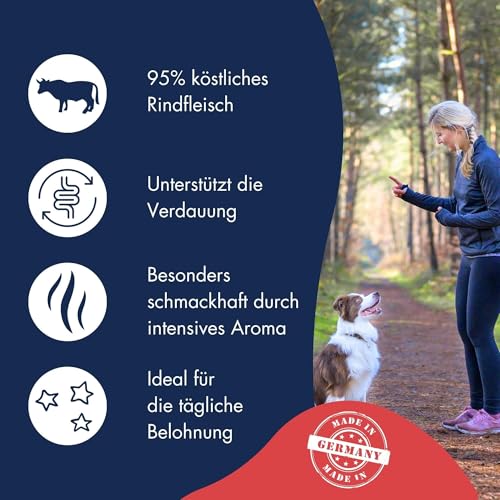 DR.CLAUDER'S - Trainee Snack | Leicht verdauliche Snacks aus 95% Fleisch mit Inulin für Hunde und Katzen. Schonend dampftrocknete Leckerlis im Frischebeutel | 500g Rind