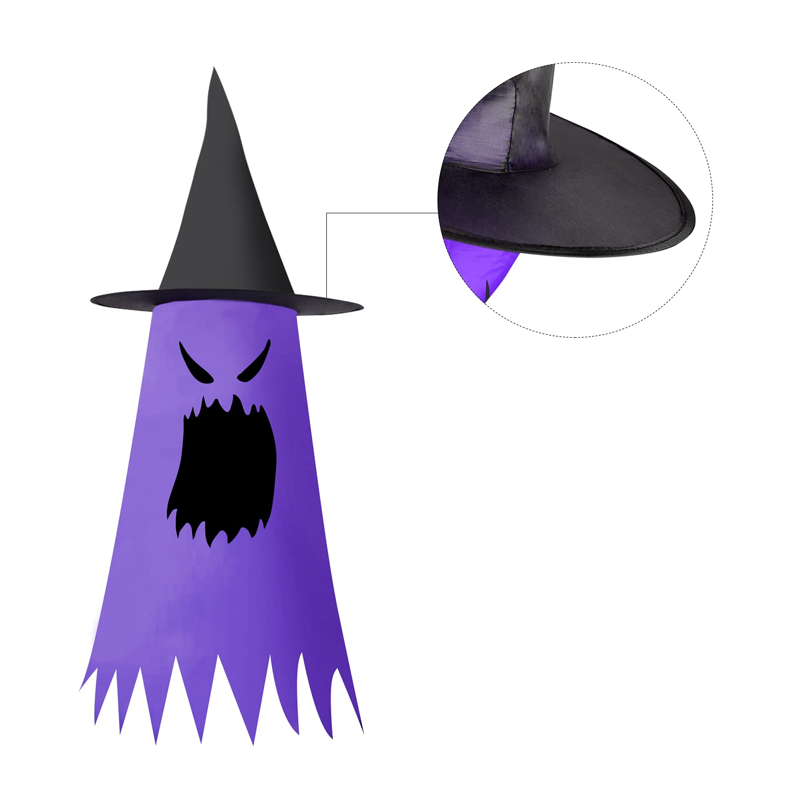 Bunny Chorus Decorazione Halloween Cappello Strega In Rattan Con Luci LED - Centrotavola 22 Cm - 2