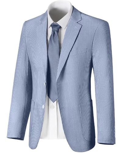 Seersucker Men’s Suit Jackets Slim Fit Summer Blazer Casual Sports Coat Stripe Suits Jacket Wedding Prom Tuxedo Blazers