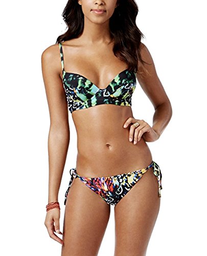 RACHEL Rachel Roy Women's Tail Feathers Electric Underwire Bustier Bikini Top (Green Multi, S) - Image 3