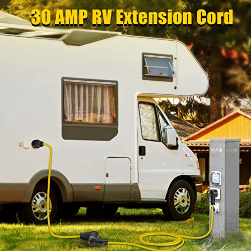 Lazmumi 30 Amp 50 Feet Rv Extension Cord, Heavy Duty 10 Gauge 3 Prong 125V, Nema Tt-30P To Tt-30R Outdoor Camper Power Cord Waterproof With Cord Organizer For Rv Trailer Campers #TOP3