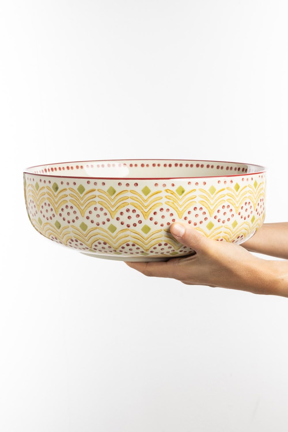 Tranquillo Oriental - Cuenco para servir ensalada (gres, hecho a mano, 30 x 30 x 10 cm, capacidad: 4000 ml)