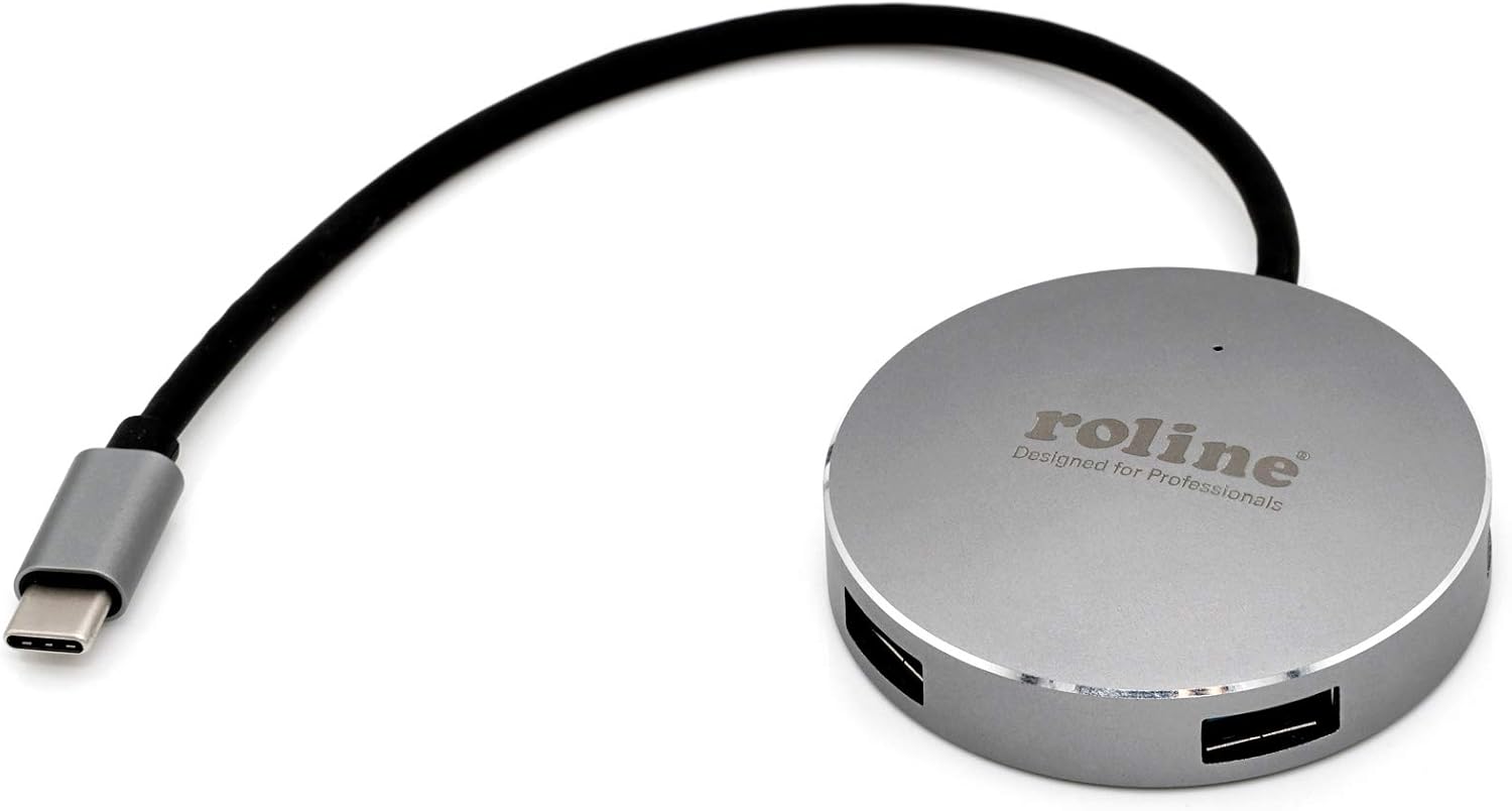 ROLINE USB 3.2 Gen 1 Hub, Round, 4 Way, Type C Connection Cable