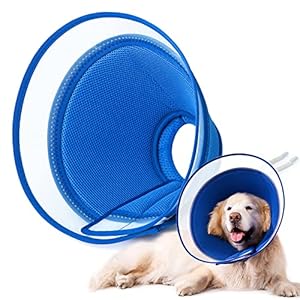 YUNXANIW Collares de recuperación para perros y gatos, collares de cono isabelino suaves para cirugía, conos de perro suaves ajustables y conos de gato para después de la sobretensión (L, azul)
