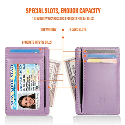Image of GH GOLD HORSE Slim RFID Blocking Card Holder Minimalist Leather Front Pocket Wallet for Women | Slim