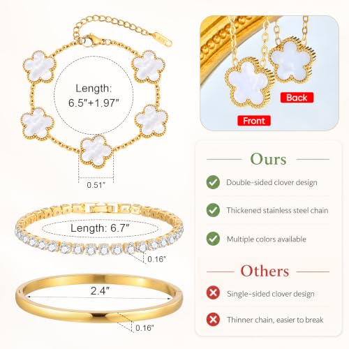 3 PC, Stackable Floral Gold Bracelets - image 5
