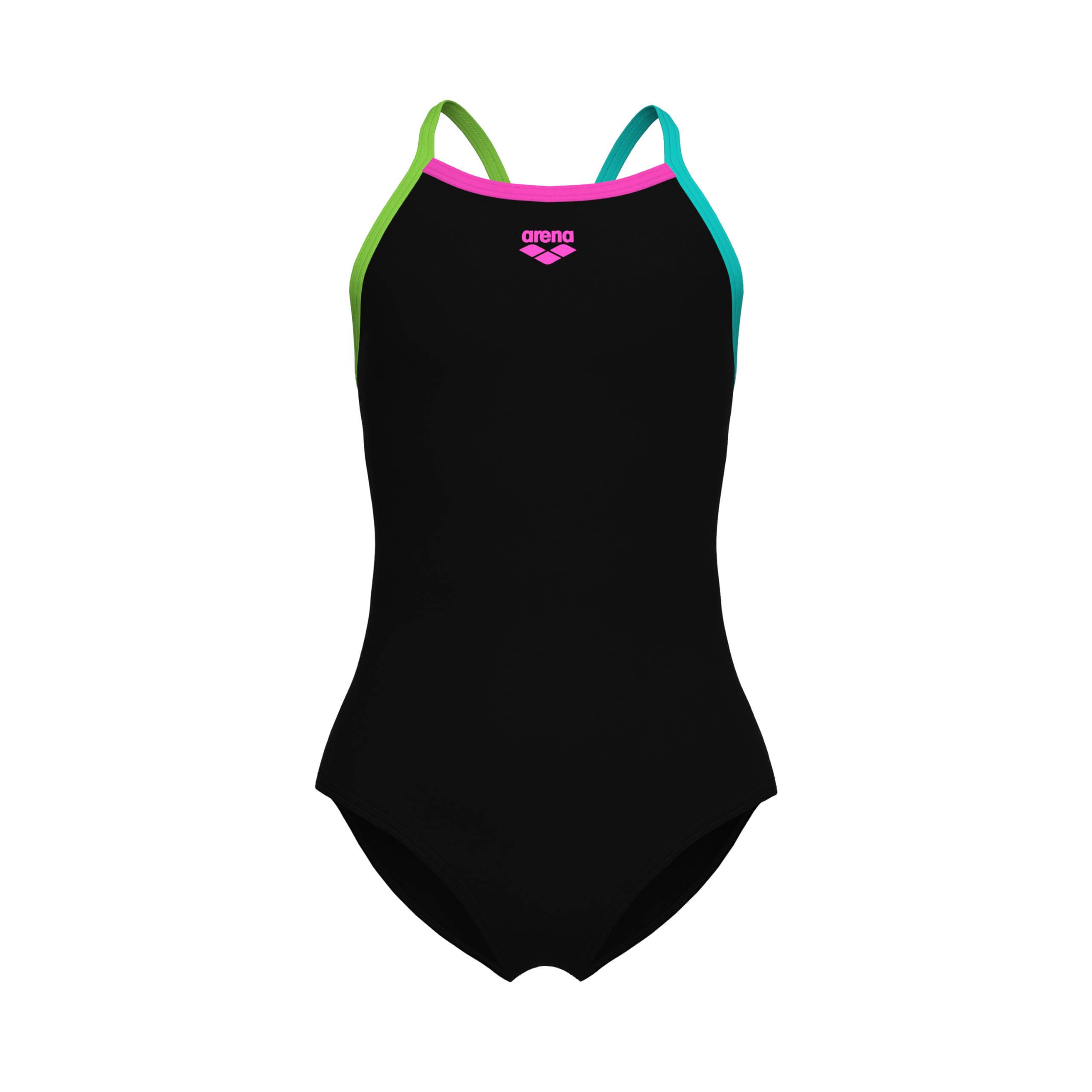 Arena Girls' Feel Solid Light Drop Back Swimsuit Thin Straps Stretchy One Piece Kids Bathing Suit