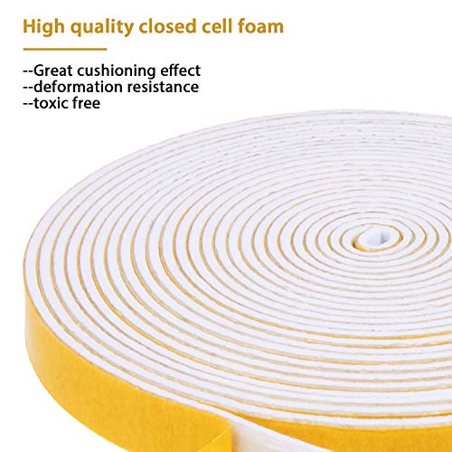 Futuwi Door Weather Stripping-2 Rolls, 1/4 Inch Wide X 1/16 Inch Thick Total 26 Feet Long, Adhesive Foam Seal Tapes For Windows And Doors(13Ft X 2 Rolls) #TOP3