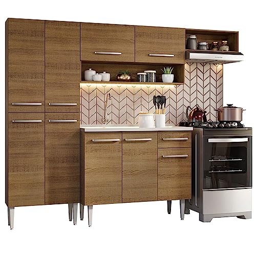 Opiniones de Mueble de Cocina Con Tarja Top 5. 43 Madesa Cocina Integral Completa Modular con Tarja INOX 229cm Emilly 12 - Marrón