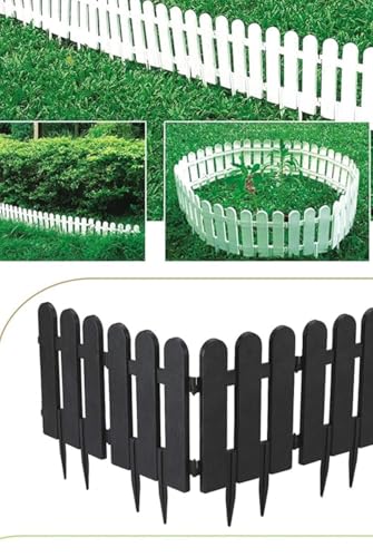 Image of Garden Guard | 108cm Length | Durable Garden Partition Boundary Fence | 30cm Tall Picket Fence + 16cm Spikes | White PVC Material | Ideal for Plant Protection & Outdoor Decoration (4 Piece Set)