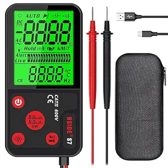 SUETTLA S7 Digital Multimeter Tester, Smart Digital Multimeter Voltmeter Rechargeable Pocket 6000 Counts Ohmmeter Resistance Continuity Hz V-Alert Live Voltage Tester with Carrying Case