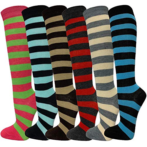 Image of SocksKnee Women Multi-Pack Colorful Variety Design Assorted Activewear Knee-High Stocking Socks, 9-11