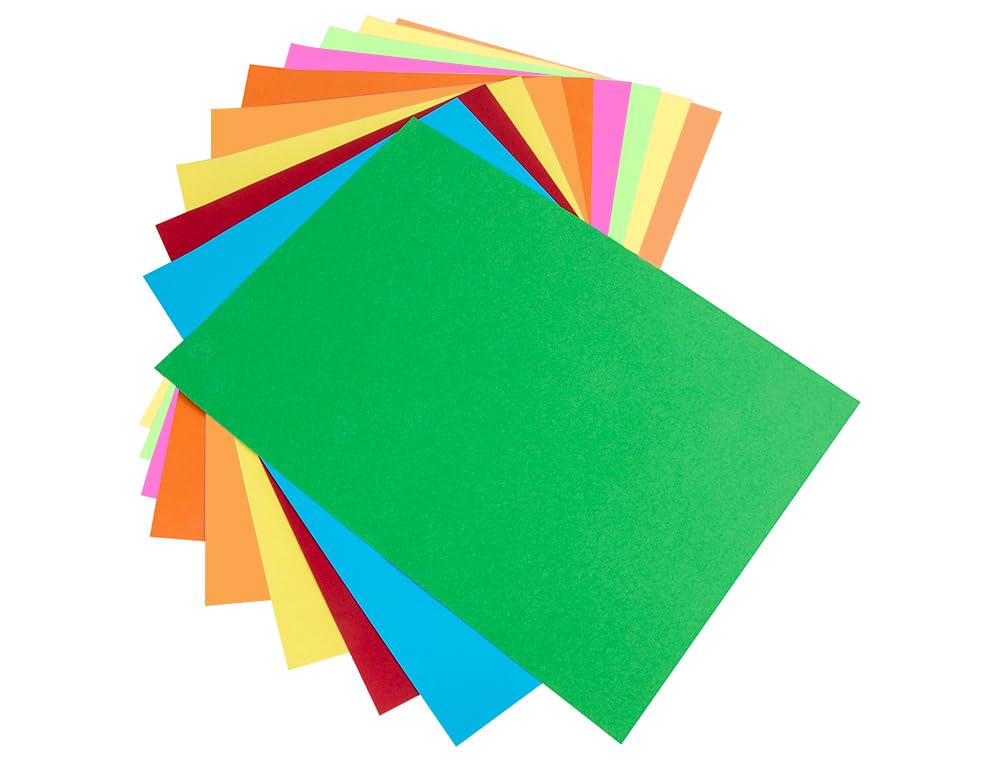 Blocco lavori manuali leiderpapel cartoncino 240x315mm 10 fogli 5 colori neon + 5 colori intensi