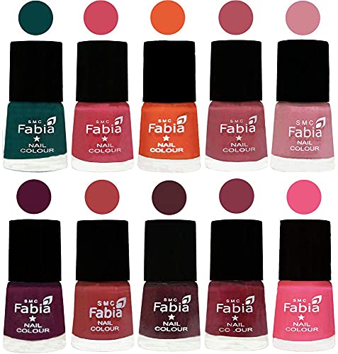 Image of ALL IN ONE (PACK OF 10), Long Lasting Glossy Nail Polish, 6 ml Each, All Vibrant Colours,02112