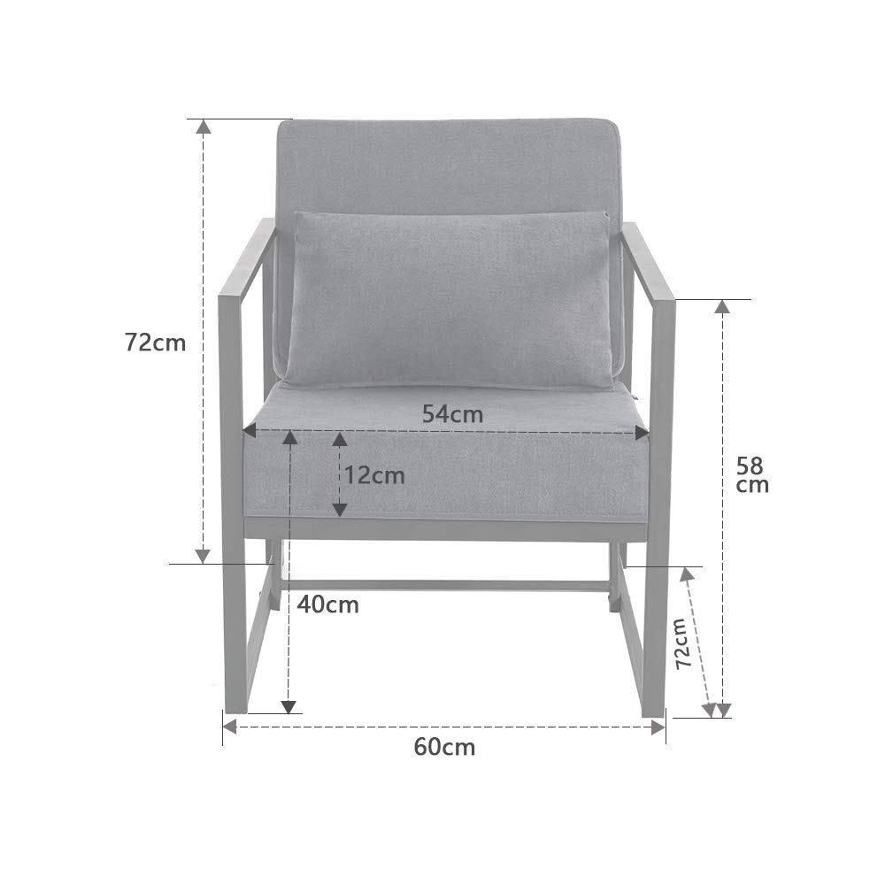 Mingone Sessel Wohnzimmer Design Loungesessel Dunkelgrau Cocktailsessel Polstersessel Einzelsofa Vintage Retro ohne Hocker Einzelsessel mit Leinenstoff,60 x 72 x 72cm