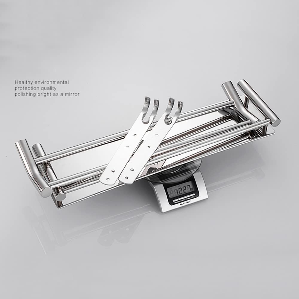 Mensola da Bagno in Acciaio Inox 304, mensole per WC, Porta Cosmetici, Contenitore a Parete con portasciugamani, Binario per Accessori in Metallo.