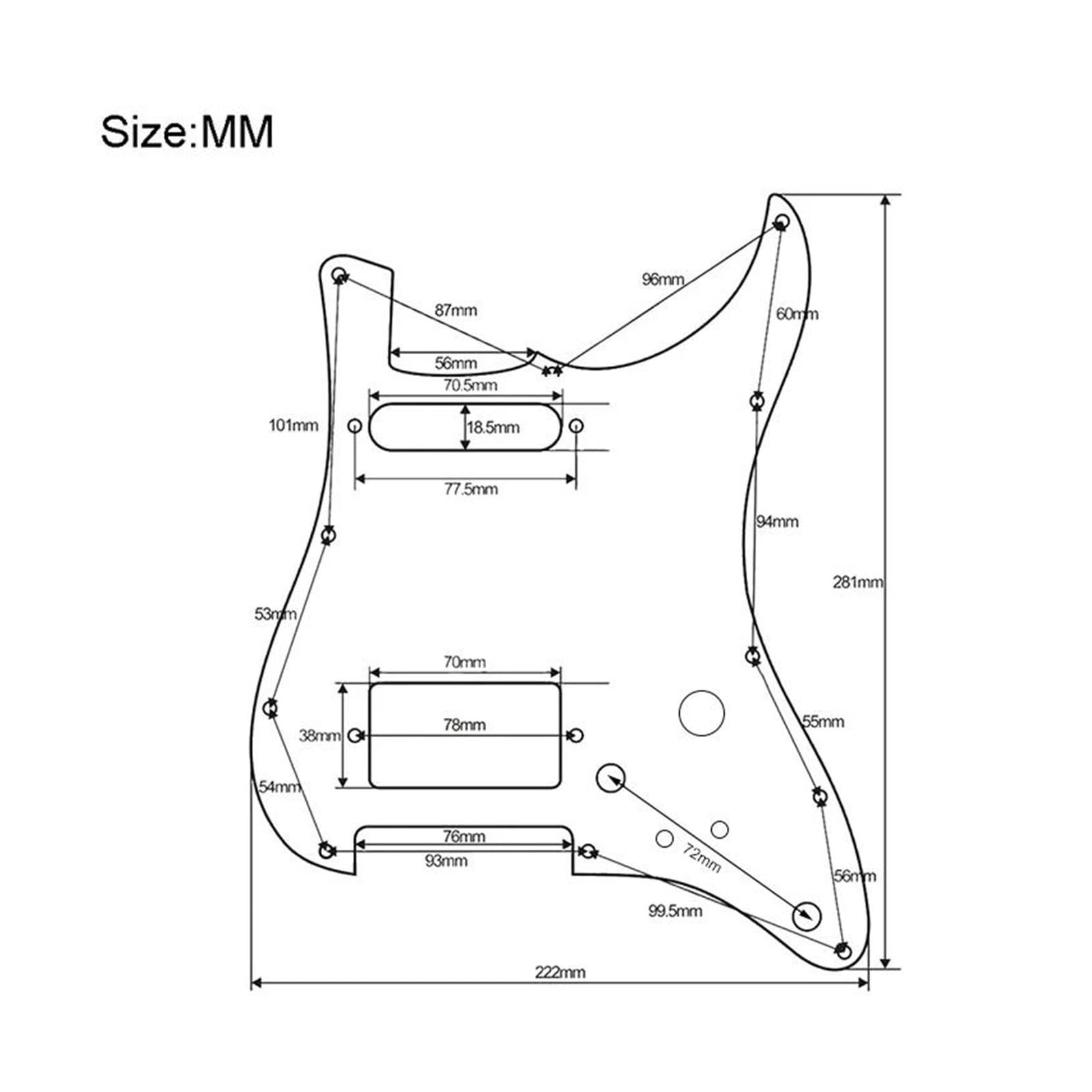 Pastilla Golpeador De Guitarra Precableada Alnico 5 Con Corte De Bobina Simple Y Configuración Dual HH Mini | Recogida del golpeador(Bk w WH)