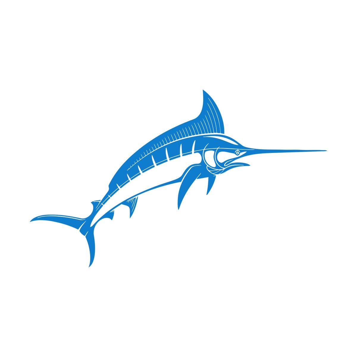 Lettering Decals Swordfish Sea Fish Fishing Store 72x120.5cm Easy Installation Extra Large Blue