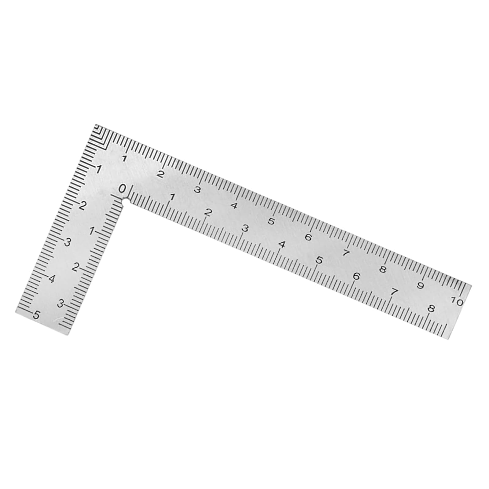 Règle en forme de L en acier inoxydable, 5,1 x 10,2 cm, outil de mesure carré pour menuisier ingénieur (argenté)