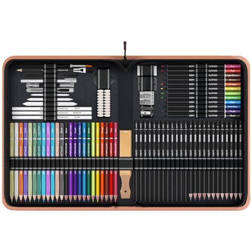Miniatura 3 de Hiforny Juego De 100 Piezas Para Dibujo Y Bocetos, Suministros De Arte Profesional Con Grafito, Carbón, Colores, Acuarelas, Lápices Metálicos, Herramientas De Mezcla, Álbum De Dibujo Y Libro De