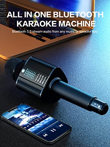 BONAOK Karaoke Mikrofon,Tragbares Kabelloses Bluetooth Karaoke Mikrofon System für Partys im Auto zu Hause im Freien, Karaoke Maschine für PC/All Smartphones G20 Schwarz