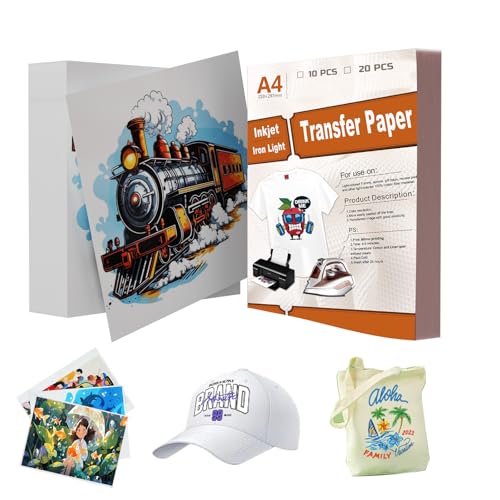 La mejor comparación de Papel transfer para comprar online. 46 10PCS A4 Papel Transferencia Térmica, Sublimación Térmica para Tejidos Ligeros, Calidad Estándar Colores Vivos Papel Fotográfico Brillante, Ideal para Camisetas & DIY
