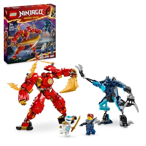 LEGO Ninjago Le Robot Élémentaire du Feu de Kai, Jouet Ninja pour Enfants avec Figurine Rouge Personnalisable Plus Minifigurines Kai et Zane, Cadeau pour...