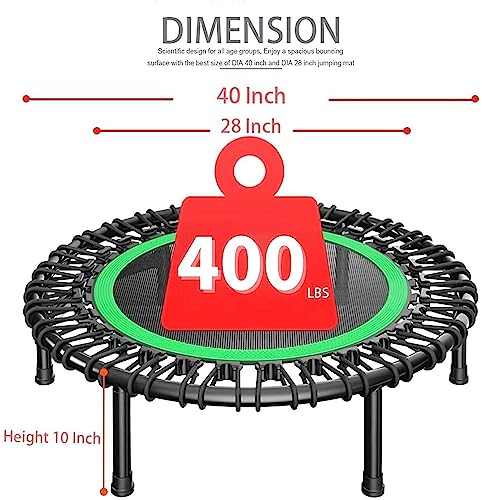 Cke Rebounders 40 Inch Mini Trampoline For Adults Kids, Foldable Mini Fitness Trampoline With Safety Anti-Skid Pads Stable Exercise Trampoline For Kids Men Women Indoor Outdoor Workout (Light Green) #TOP1