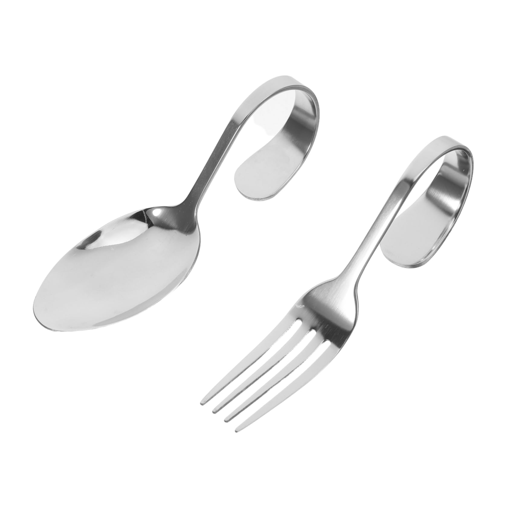 Unomor Set of 2 Salad Serving Forks Spoons Stainless Steel Sushi Curved Spoon Western Style for Family Meals Buffets