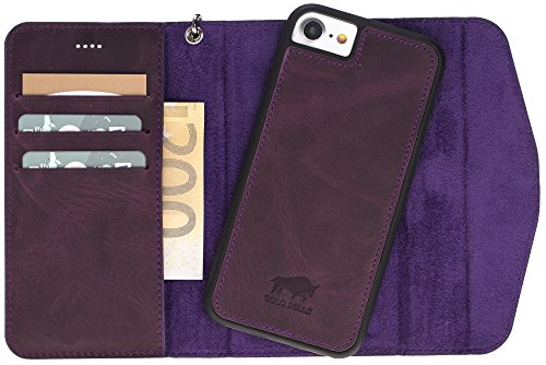 Solo Pelle iPhone 8/7 Removable Leather Carrying Case ''Safe Magic'' (2in1) in Vintage Purple Including Card Slots for The Original iPhone 8/7.