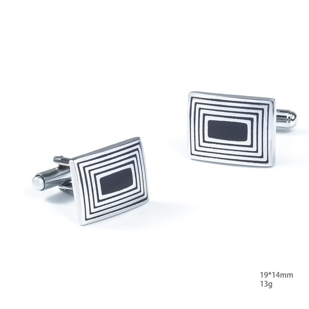 Set di Gemelli con fermacravatta rettangolari in Metallo galvanizzato. Gemelli con fermacravatta.