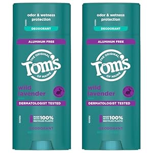 Tom’s of Maine Wild Lavender Natural Deodorant for Women and Men, Aluminum Free, 3.25 oz, 2-Pack