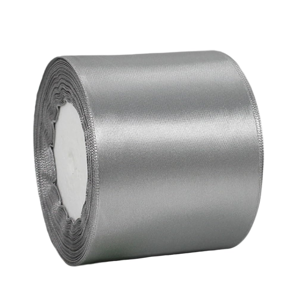 Wide Silver Gray Satin Ribbon 75mm (2.9Inch) for Gift Wrapping 22m Thick Silk Ribbon for Crafting Christmas, Wedding Car