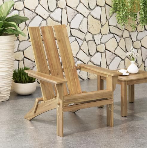 Miniatura 4 de Foldable Adirondack Chair for Outdoor Lounge, Beautiful Acacia Wood Design, Rustic Natural Finish, Space-Saving Comfort