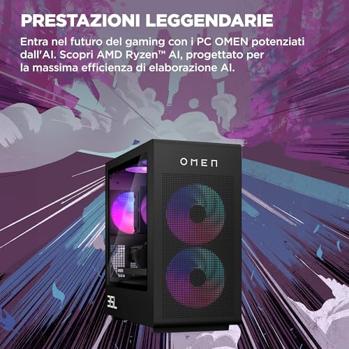 OMEN 35L GT16-0007sl, Desktop, AMD Ryzen 7 8700F, AI, 32GB RAM, 1TB SSD, NVIDIA RTX 5070 12GB, Argb Cap 240Mm Lc Blk, Windows 11, Nero - Notebook - Immagine 9