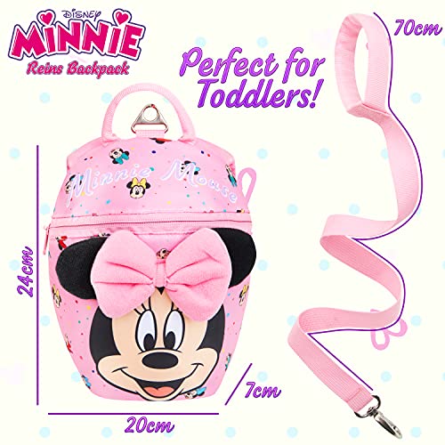 Disney Minnie Mouse Mini Backpack with Toddler Safety Harness for Girls 9x8” Daycare Bag Backpack with Leash Preschool Outdoor Travel Gifts - Thumbnail 5