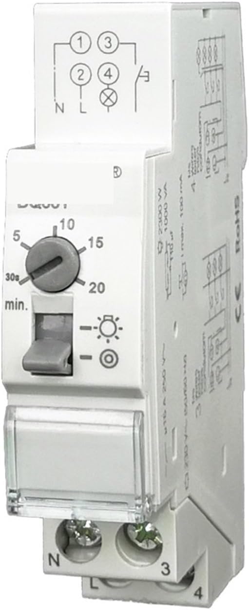 1pc Staircase time lag Switch Timer Switch Light delay time Relay 230V 16A 10 Minutes Range for Corridor Lighting Controls(Blue Knob)